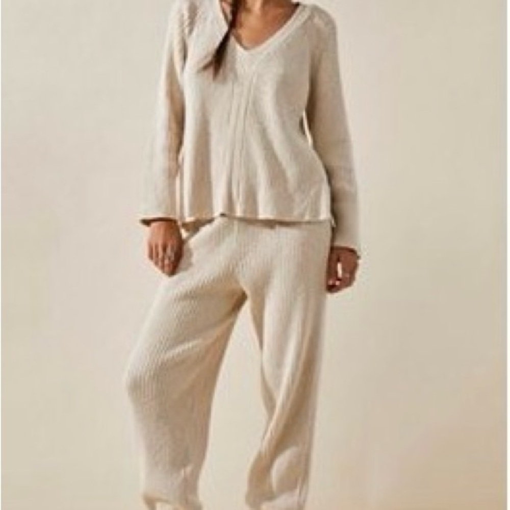 Free People Justine Cream Sweater Pajama Set